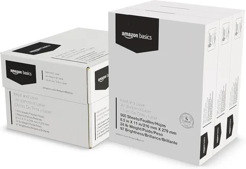 Miniatura 10 de Amazon Basics - Papel de copia multipropósito para impresora (blanco brillante 96, 8.5 x 11 pulgadas, 1 resma (500 hojas)