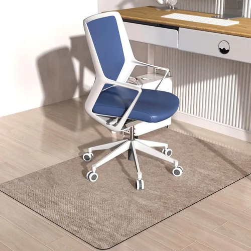 Miniatura 7 de Placoot Tapete de pana para silla de oficina, 35 x 55 pulgadas, color marrón claro, base de goma antideslizante para suelos duros, tapete