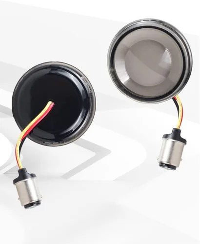 Miniatura 5 de 1157 Señales de giro LED delanteras y traseras de 2 pulgadas, luz de señal de giro de bala integrada lente ahumada compatible con Harley Softail