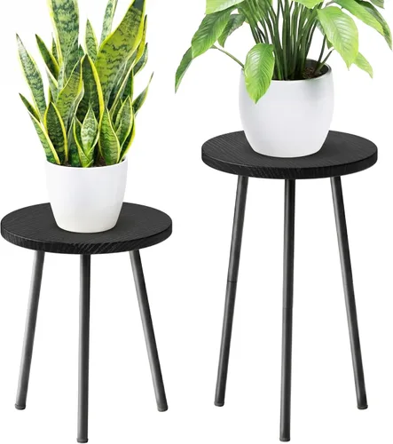 Soporte alto para plantas de interior: soporte de esquina de madera para plantas, paquete de 2 unidades, decoración moderna de mediados de siglo,