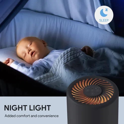 Miniatura 8 de FULMINARE Purificadores de aire para dormitorio H13 Filtro de aire HEPA verdadero Purificador de aire silencioso con luz nocturna Purificador