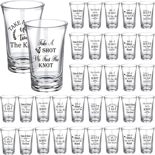 Cunhill Paquete de 36 vasos Take a Shot We Tied the Knot Shot, juego de recuerdos de boda de 1.2 onzas, recuerdo de boda, acrílico divertido para