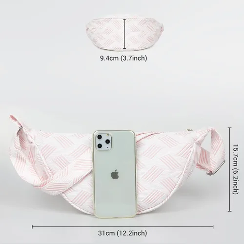 Miniatura 3 de VOLGANIK ROCK Bolsos cruzados de moda Hobo Sling Nylon Crescent Monederos y bolso de mano Bolsa de bola de masa Bolsa de pecho Riñonera, rosado