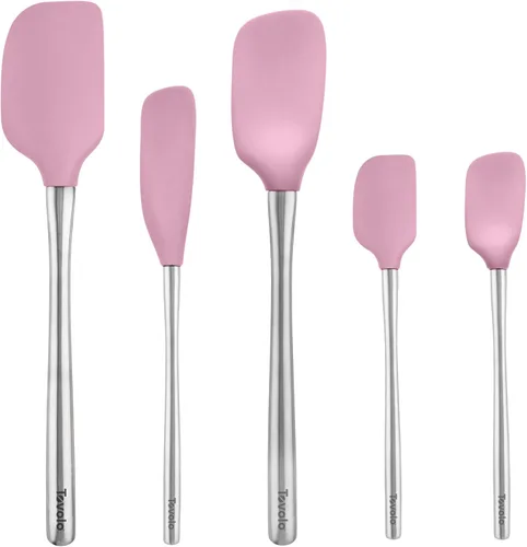 Miniatura 11 de Tovolo Juego de utensilios de silicona de 5 piezas (aguamarina clara): espátula, cuchara, raspador de tarros, mini espátula y mini cuchara Agua claro