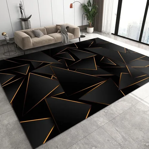Miniatura 20 de Alfombra de área estampada azul, retro, envejecida, antideslizante, para interiores, sala de estar, lavable a máquina, transpirable para sala