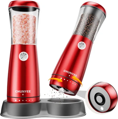 Miniatura 13 de Electric Salt and Pepper Grinder Set - Automatic Stainless Steel Rechargeable Salt and Pepper Grinder Set with Storage Base, Large Capacity, LED