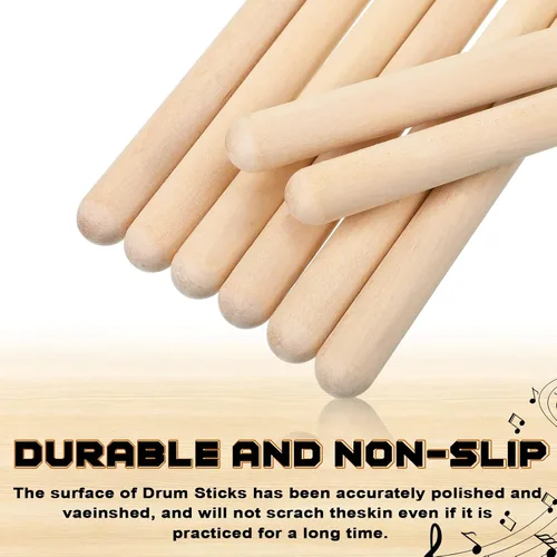 Miniatura 4 de Qeeenar 36 pares de baquetas a granel clásico arce 5b punta redonda de madera para adultos, niños y principiantes, instrumentos musicales