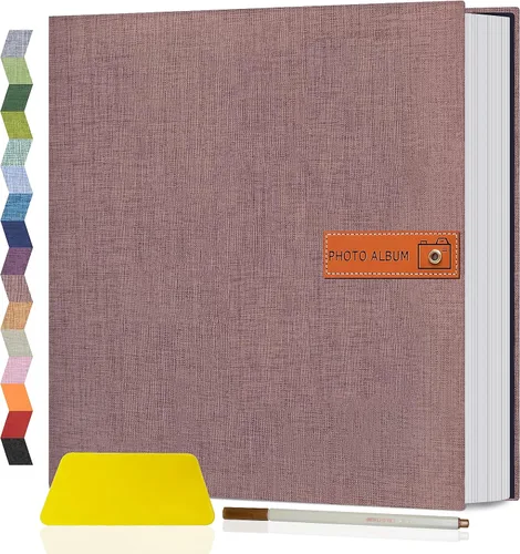 Miniatura 38 de Popotop Álbum de fotos grande autoadhesivo 4x6 5x7 8x10, álbum de recortes DIY, libro de fotos, regalos para mamá, familia, bebé y boda, con Azul