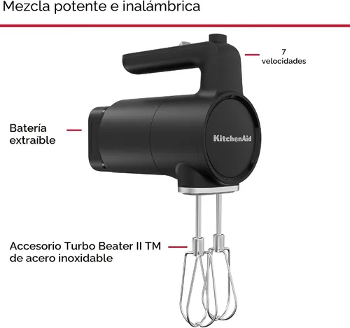 Miniatura 3 de KitchenAid Go - Mezclador de mano inalámbrico - batería incluida, KHMR762, color negro mate