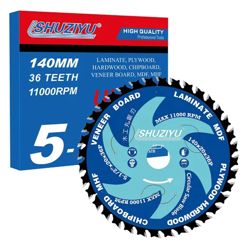 Miniatura 14 de 3-3/8" (85mm)-24T, hoja de sierra circular de trabajo de madera, eje 0.591 in con 3/8"(10mm) Wahser, para laminado, tablero de chapa, madera