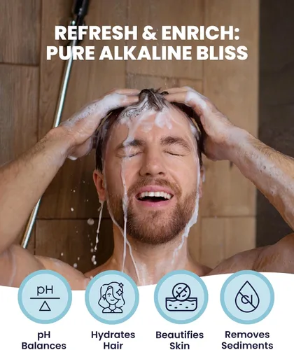 Miniatura 6 de Wamery Filtro de cabezal de ducha para agua dura, filtro alcalino en línea multietapa, ayuda a reducir el cloro y los olores, ajuste universal