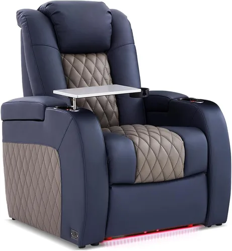 Miniatura 45 de Weilianda Asientos de Cine en Casa de Cuero de Grano Superior Silla Reclinable con Reposacabezas Eléctrico y Reclinación Asientos de Película Sofá