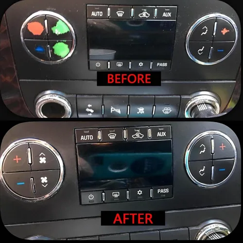Miniatura 2 de x xotic tech Paquete de 2 calcomanías de botón de CA para automóvil, kit de reparación de botón de control de CA, compatible con Chevy Silverado