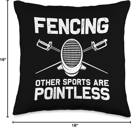 Miniatura 4 de Best Fencing Gift Fencing Accessories & Stuff Divertido diseño para hombres, mujeres, niños, esgrima, cojín deportivo, 16 x 16 pulgadas, multicolor