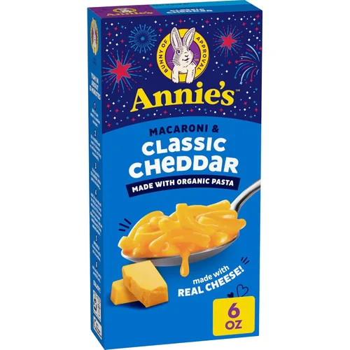 Miniatura 13 de Annie's Macarrones y Cheddar clásico con pasta orgánica, hechos con queso real, acompañamiento de cena o aperitivo, 6 onzas (paquete de 12)