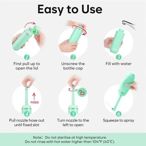 Miniatura 4 de Easy@Home Bidé portátil para viajes: botella Peri para el cuidado posparto - Pulverizador de mano para mujeres y hombres Botella grande de Verde