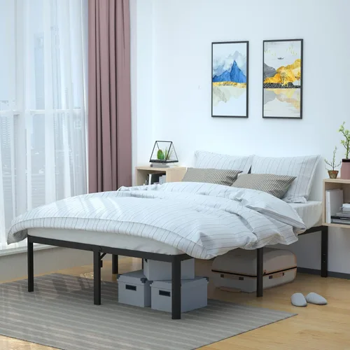 Amazon Basics Base de cama antideslizante resistente con listones de acero, fácil montaje, 18 pulgadas de alto, (tamaño Queen), color negro