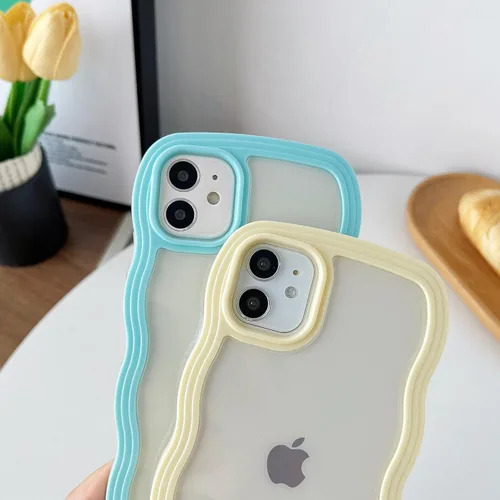 Miniatura 3 de Caseative Funda para iPhone 11, color negro Forma de marco de onda rizada linda a prueba de golpes suave