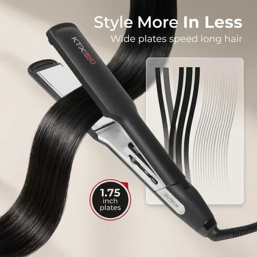 Miniatura 3 de IZUTECH Plancha plana de titanio KTX450 de 1.75 pulgadas, plancha de pelo de placa ancha y rizador para cabello largo y grueso, calentamiento