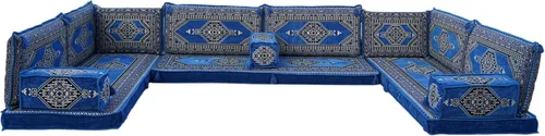 Miniatura 21 de arabicsofa Cojines de piso árabe en forma de U – Sofá tradicional Majlis con sofá otomano