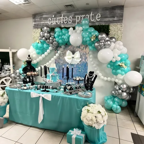 Miniatura 4 de Globos de látex de confeti azul turquesa, azul claro, menta, verde, plateado y blanco, juego de globos de látex de confeti, azul aguamarina, blanco
