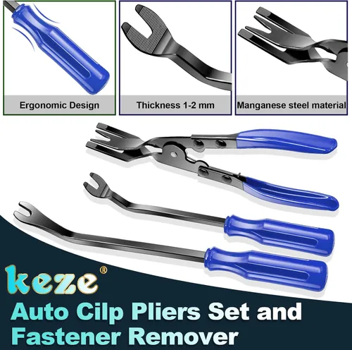 Miniatura 4 de Keze 7 Piezas Herramienta de Palanca de Extracción de Molduras de Plástico Automotrices y Kit de Alicates Extractores de Clips para Extracción