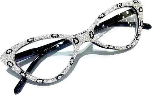 Miniatura 9 de willochra Elegantes gafas de lectura con diamantes de imitación de ojo de gato para mujer, diseño de diamantes de moda, gafas de luz azul