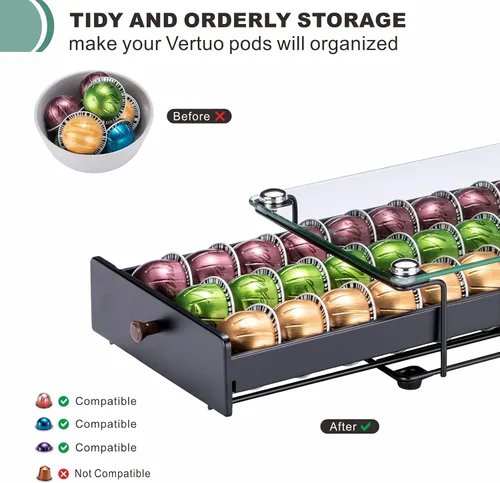 Miniatura 3 de ZCDCP Nespresso Vertuo - Soporte para cápsulas de café, cajón, color negro, 30 cápsulas
