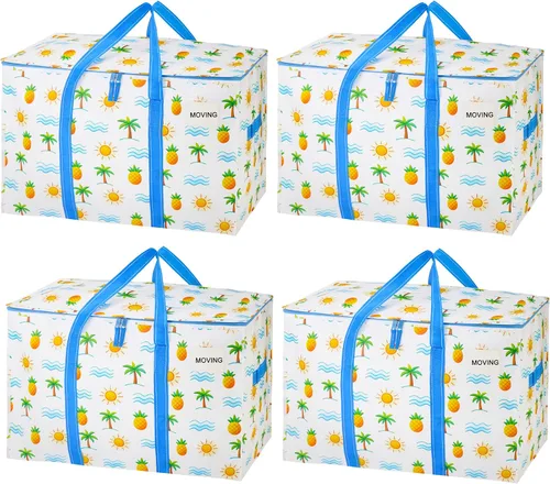 Miniatura 51 de VENO - Paquete de mudanzas, cajas de almacenamiento para embalaje universitario con tapas alternativas, para dormitorio, extragrande, asas