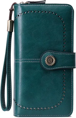 Miniatura 16 de VONCOSS Cartera larga con cremallera alrededor de las mujeres de gran capacidad, para tarjetas de crédito, soporte para teléfono, embrague