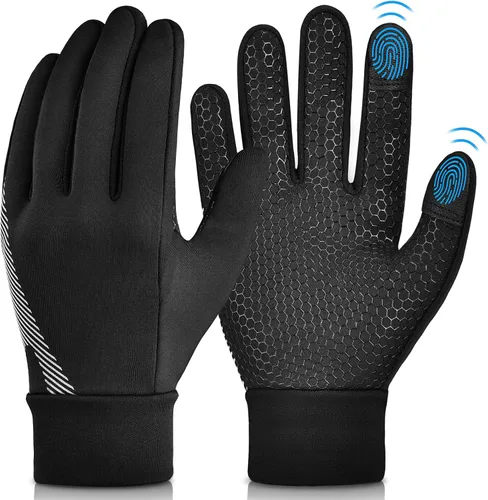 OOPOR Winter Warm Cycling Kids Gloves - Cold Weather Thermal Running Ski Bike Black Mittens Aged 4-12 Boys Girls