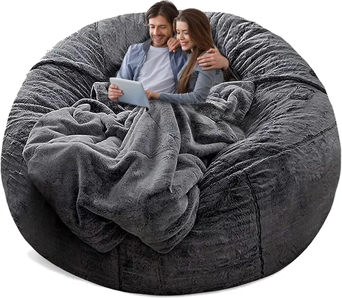 YudouTech (Funda para puf sin relleno, redonda grande, suave y esponjosa, de terciopelo PV lavable, para sofá cama perezoso para adultos, mobiliario