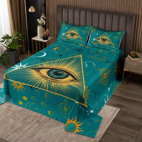 Miniatura 36 de Erosebridal Juego de colcha de teñido anudado arcoíris, juego de ropa de cama bohemio de calavera de la muerte, juego de ropa de cama tamaño King