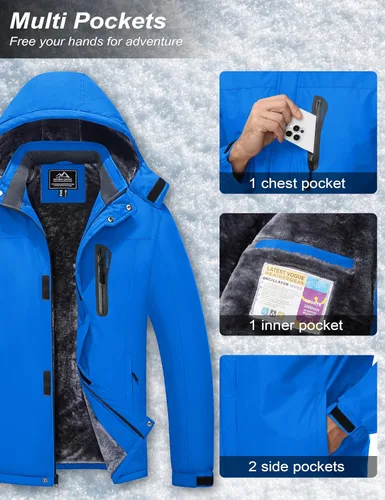 Miniatura 5 de MAGCOMSEN - Abrigos de invierno para hombre, impermeables, con forro polar, parka, con capucha, para esquiar, senderismo, trabajo