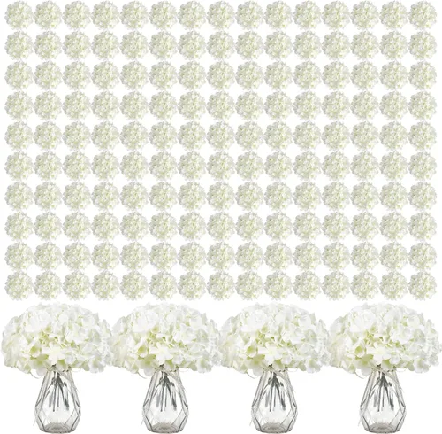 Miniatura 22 de Auihiay 64 piezas de flores artificiales de hortensia de seda, flores artificiales de hortensia con tallos, flores completas de hortensia