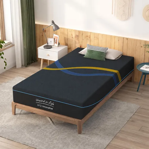 Miniatura 12 de Colchón de tamaño individual de espuma viscoelástica de gel de 6 pulgadas para noches frescas y alivio de presión, firmeza media en una caja, alivio