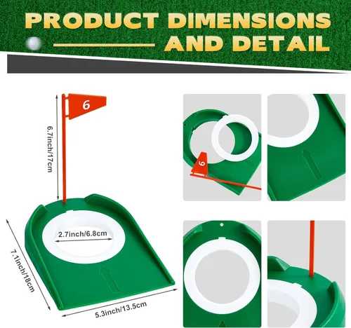 Miniatura 2 de Sotiff 9 Pack Golf Putting Cup and Flag Plastic Golf Hole Training Aids Training Putters for Indoor Outdoor Men Women Office Backyard Garage Rojo