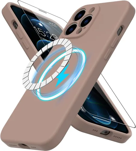 Miniatura 13 de DEENAKIN Funda magnética de silicona para iPhone 12 Pro con protector de pantalla, compatible con MagSafe, protección de cámara, funda protectora