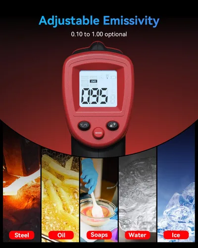 Miniatura 5 de Wintact Termómetro Infrarrojo Pistola de Temperatura -58℉ a 1094℉, Pistola Digital IR de Temperatura Superficial, Pistola Térmica Láser Sin Contacto