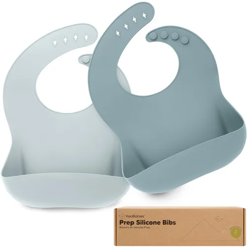 Miniatura 17 de KeaBabies Paquete de 2 baberos de silicona para bebés, niñas y niños, baberos resistentes de grado alimenticio para comer, atrapa alimentos grandes