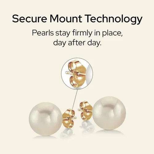 Miniatura 9 de THE PEARL SOURCE Round White Freshwater Real Pearl Earrings for Women - 14k Gold Stud Earrings Hypoallergenic Earrings with Genuine Cultured Pearls