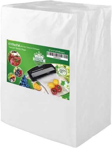 Bolsas selladoras de alimentos al vacío de 200 pintas, 6 x 10 pulgadas, sin BPA y resistentes, de grado comercial, bolsas para congelador,