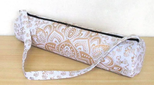 Miniatura 6 de ICC - Bolsa de transporte para yoga con mandala, dorada, color negro y dorado, con cremallera completa, para gimnasio, playa, pilates, bolsa