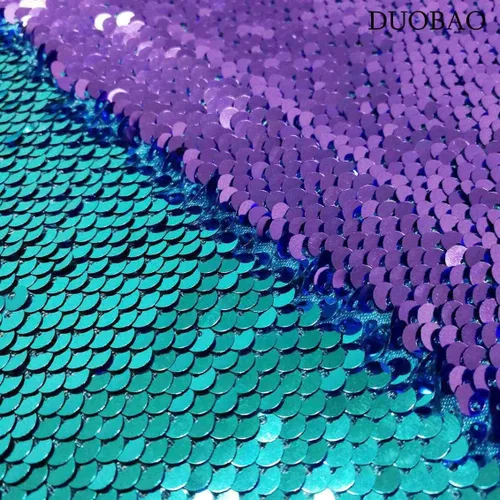 Miniatura 33 de DUOBAO Tela de Lentejuelas Reversibles con Efecto Flip - 0.5 Yarda de Lentejuelas de Sirena de Morado a Dorado, Material de Costura Brillante DIY