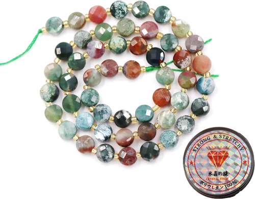 Miniatura 36 de Cuentas de piedras preciosas para la fabricación de joyas, cuentas de monedas facetadas de piedra natural piedra de sangre africana de 0.236 in