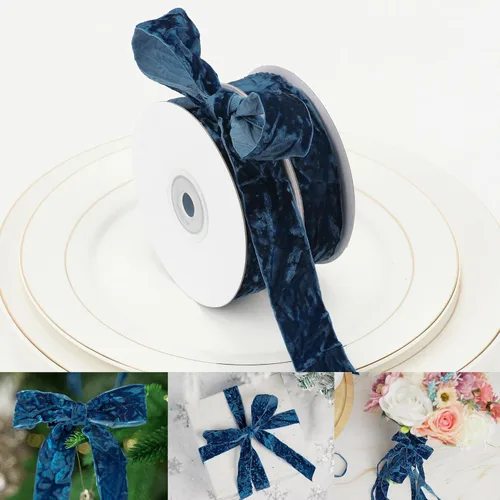 Miniatura 26 de HUIHUANG Cinta de Terciopelo Negro 3/8" Cinta de Terciopelo Arrugado para Adornos de Árbol de Navidad, Envoltura de Regalos, Decoración de Coronas