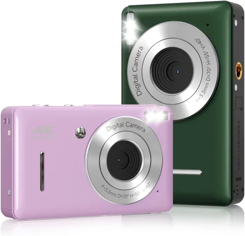 Cámara digital vintage, cámara digital FHD 1080P para niños con zoom de 16X, tarjeta SD de 32 GB, detección facial, captura de sonrisas,