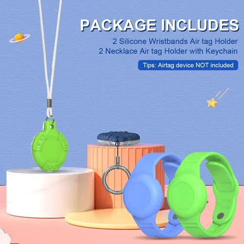 Miniatura 2 de Paquete de 4 pulseras compatibles con AirTag y collar Airtag para niños, de silicona suave, impermeable, soporte oculto para Airtag para niños
