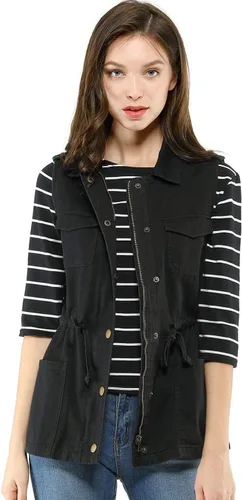 Miniatura 2 de Allegra K Chaqueta para mujer sin mangas con cierre, utilitaria, anorak, para uso en campo, chaleco de carga
