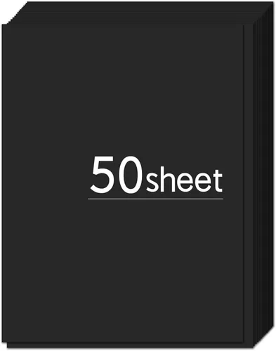 50 hojas de cartulina negra de 8.5x11", papel de construcción de 250 g/m²/92 lb, papel de impresora premium para proyectos de bricolaje, suministros